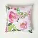 image 2 of Homescapes Pink Peony Outdoor Cushion 45 x 45 cm - Set of 2 | Pink | Pink & Green | 2