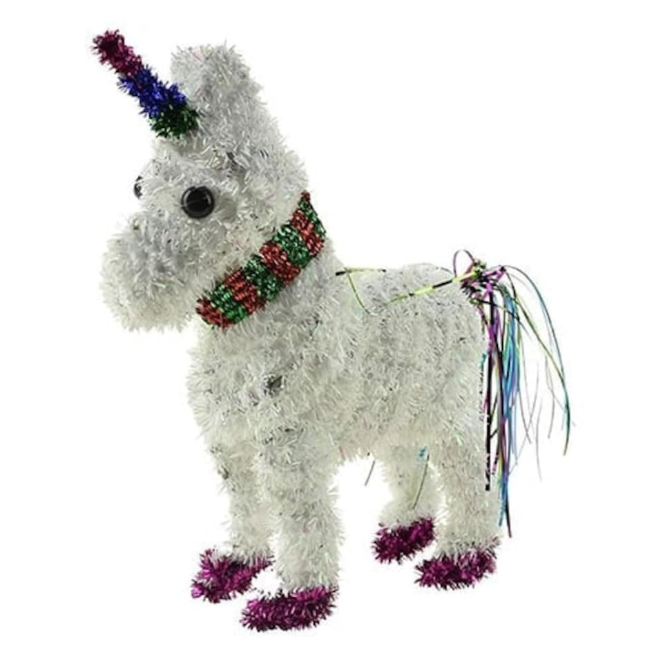 Tinsel Unicorn Christmas Hanging Decoration 15cm
