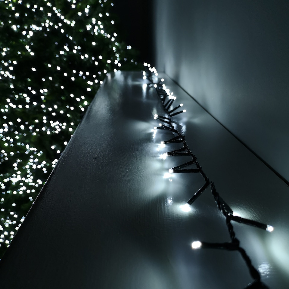 image 1 of 2000 LED 50m Indoor Outdoor Christmas Multi Function Mains Operated String Lights with Timer in Cool White