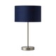 image 8 of ValueLights Charlie Brushed Chrome Stem Table Lamp Navy Shade | Blue