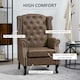 image 3 of HOMCOM Chesterfield-style Wing Back Armchair Tufted Accent Chair Brown