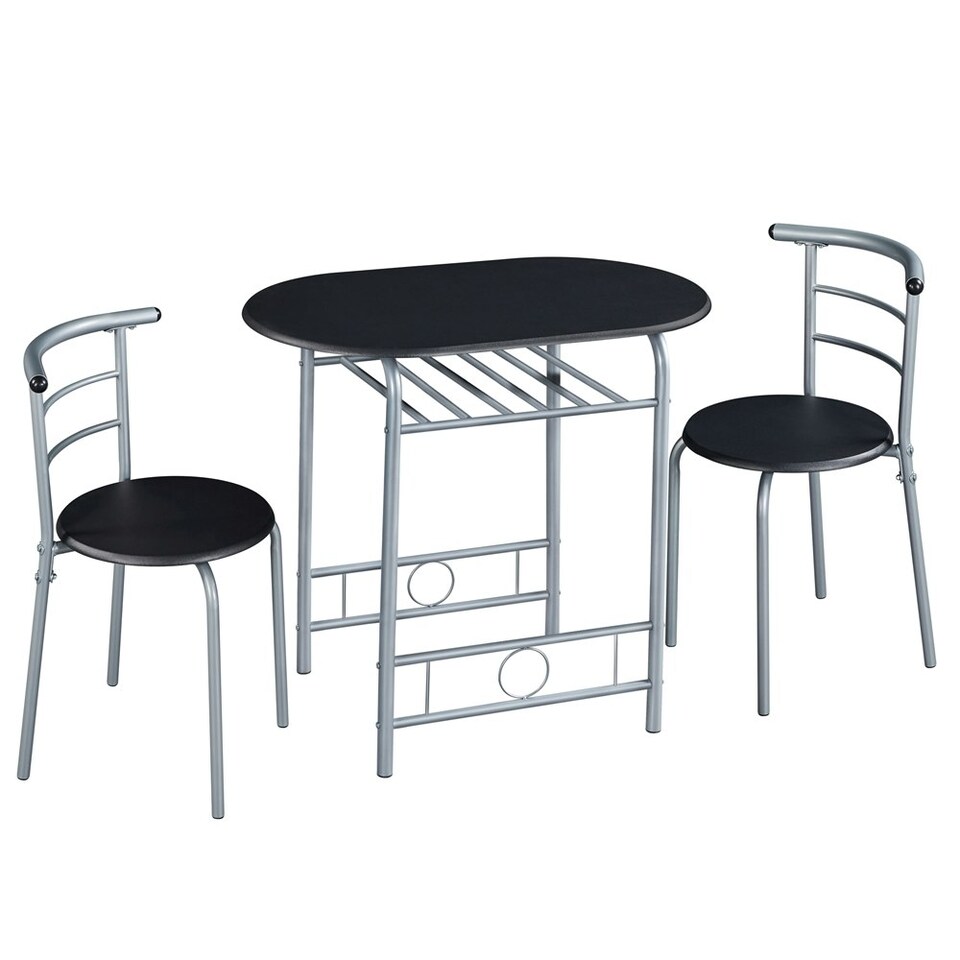 image 1 of Yaheetech Modern Round Dining Table Set for 2 with Steel Legs