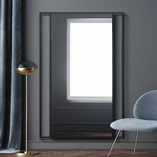 The Fenestra - Black Modern Wall and Leaner Mirror 71" X 31" (180 x 80CM) Black