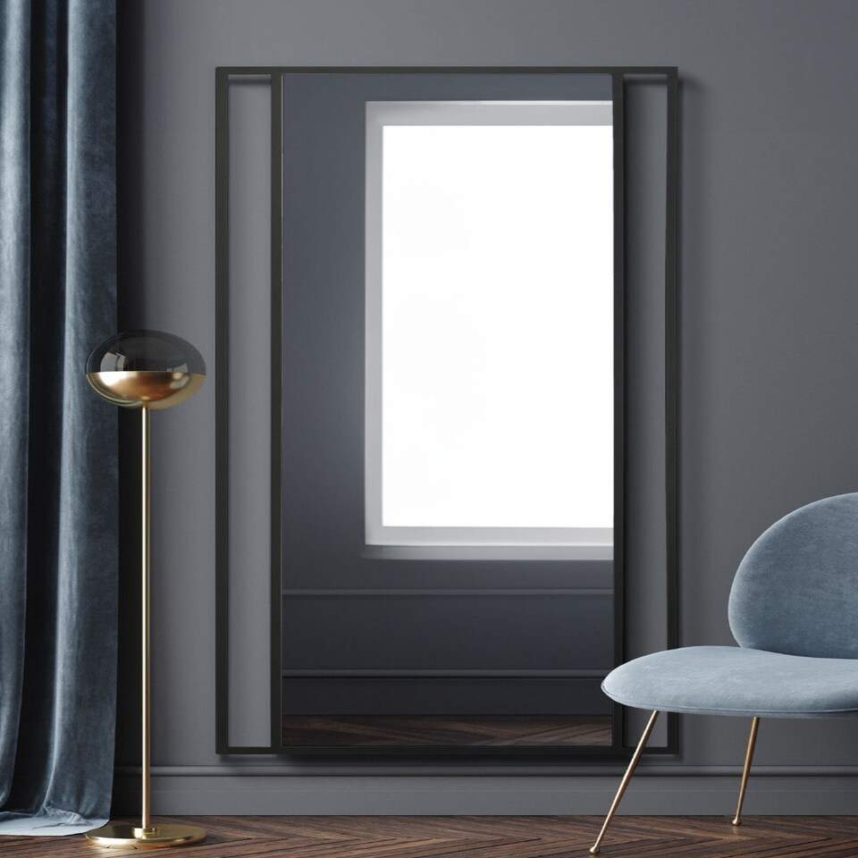 image 1 of The Fenestra - Black Modern Wall and Leaner Mirror 71" X 31" (180 x 80CM) Black