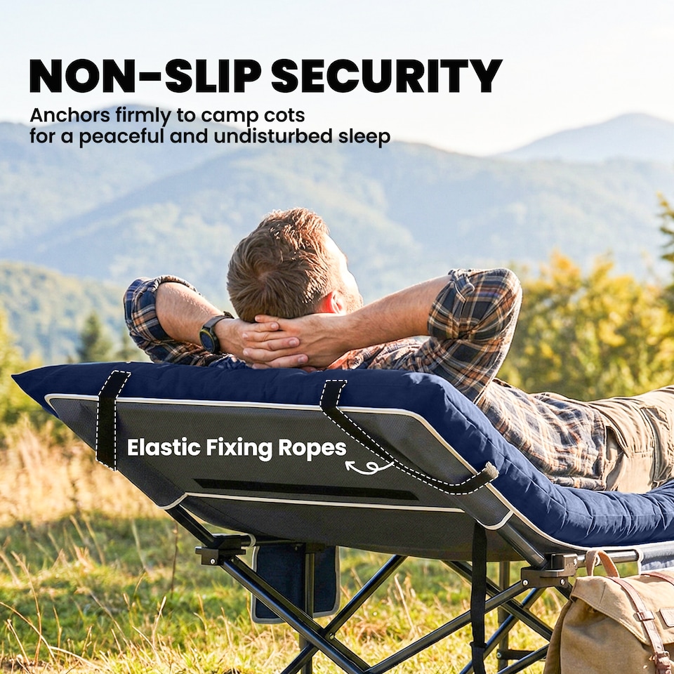 image 1 of Outsunny Sleeping Mat, Foldable Camping Pad with Elastic Straps Dark Blue | Blue | Dark blue | 200 x 80 x 8 cm