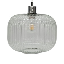Batley Large - Clear Ribbed Glass Easy Fit Pendant Shade | Clear | Medium | 1