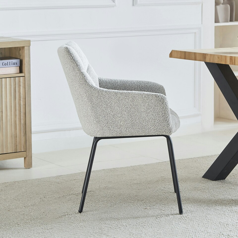 image 1 of Set of 2 Maranello Fabric Dining Chairs - Beige
