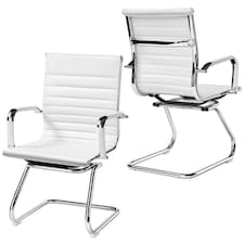 Yaheetech 2pcs Mid-back Ergonomic Office Desk Chair Black | White
