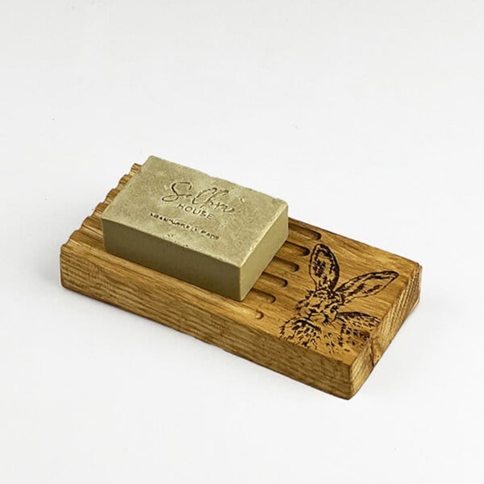 image 1 of The Just Slate Company Hare Oak Soap Dish & Soap Set