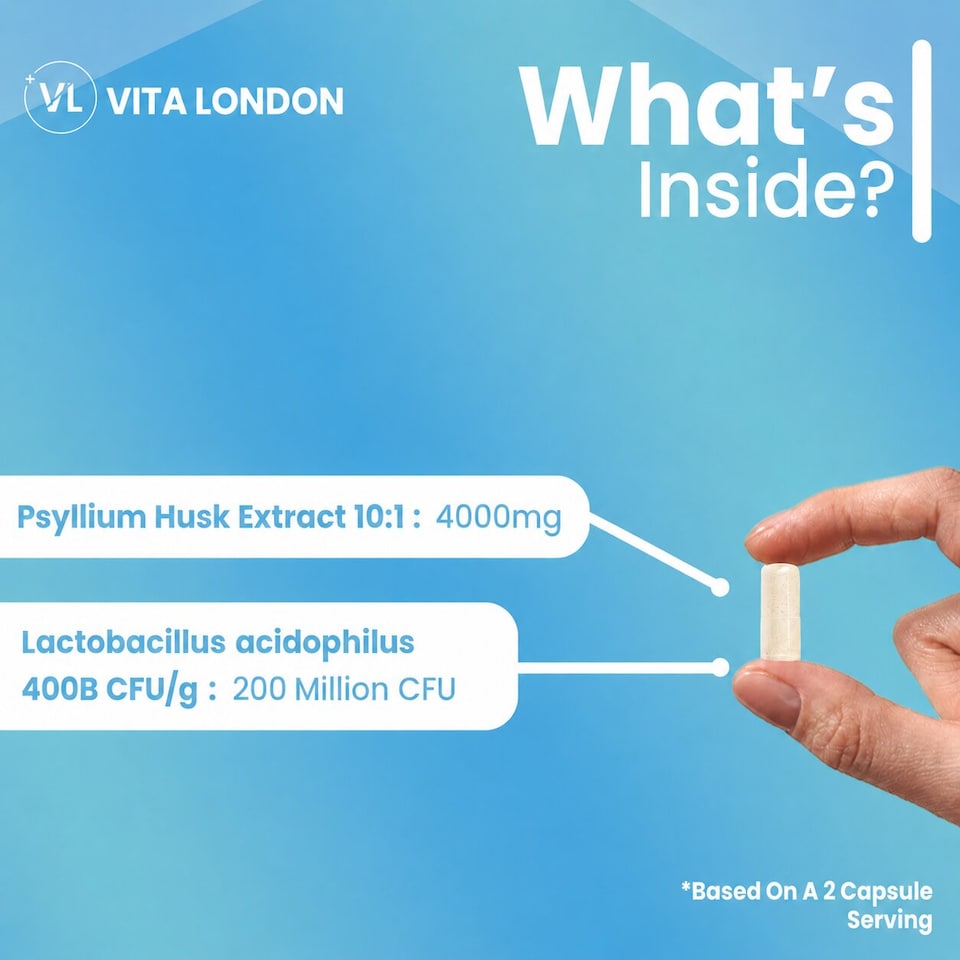 image 1 of Psyllium Husk Capsules - Fibre + Probiotic Acidophilus - 4000mg - 60 Capsules