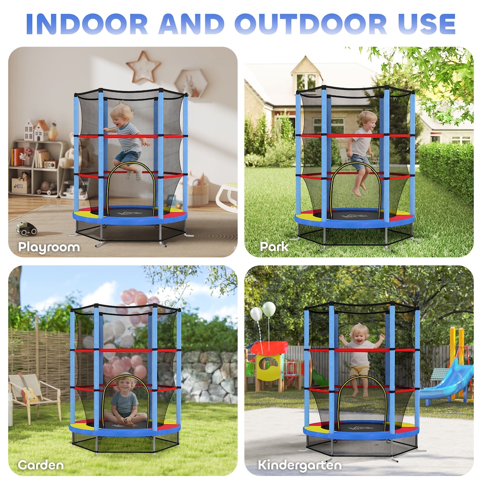 image 1 of HOMCOM Kids Trampoline Mini Bouncer w Enclosure Net for 3-6 Years