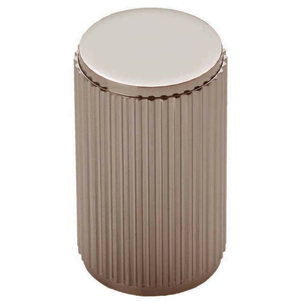 Loops Lined Cylindrical Cupboard Door Knob - 18mm Dia - Satin Nickel Cabinet Handle in Metallics
