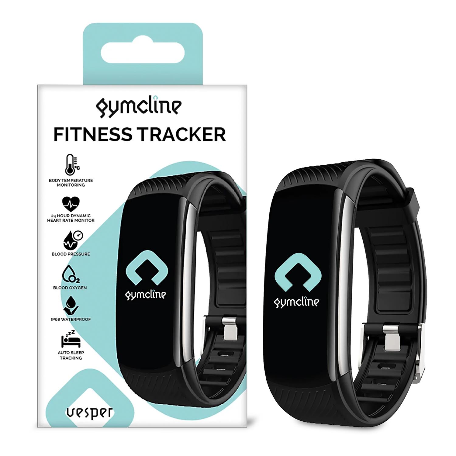 Gymcline Vesper Fitness Tracker with Body Temperature Monitoring, Black