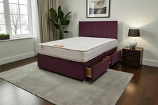 SKY Plush Bed Set With Mattress, 2 Drawers Same Side & 24"Headboard
