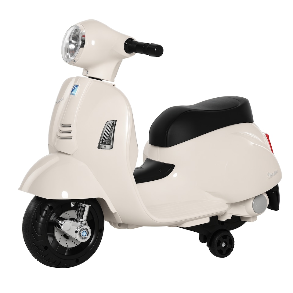 image 1 of HOMCOM Vespa Licensed 6V Kids Electric Motorbike Ride On Motorcycle Battery Powered for 18-36 Months with Horn Light White