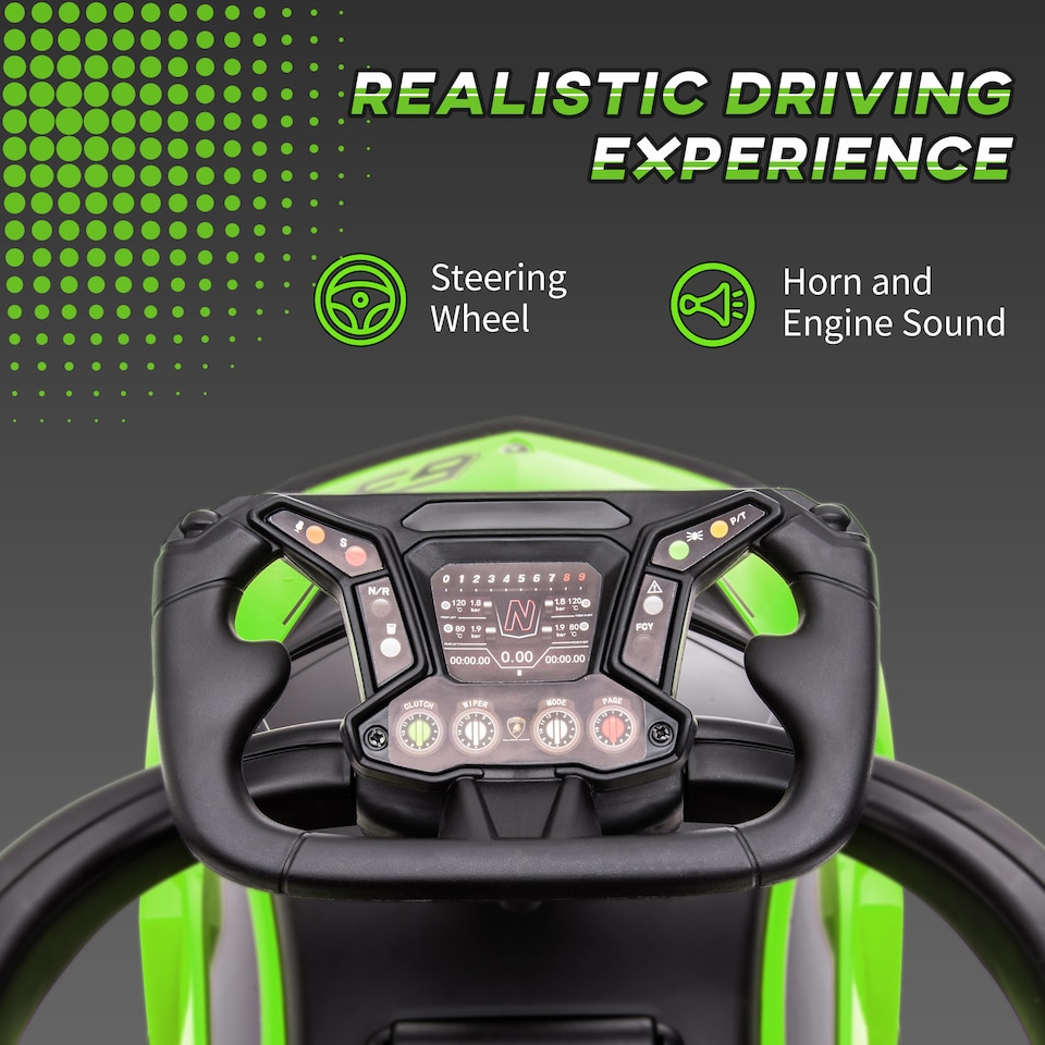 image 1 of AIYAPLAY Licensed 2 in 1 Baby Ride on Push Car Toddler Push Along Car with Parent Handle Foot To Floor Slider with Horn Steering Wheel NO POWER for 1 - 3 Years, Green