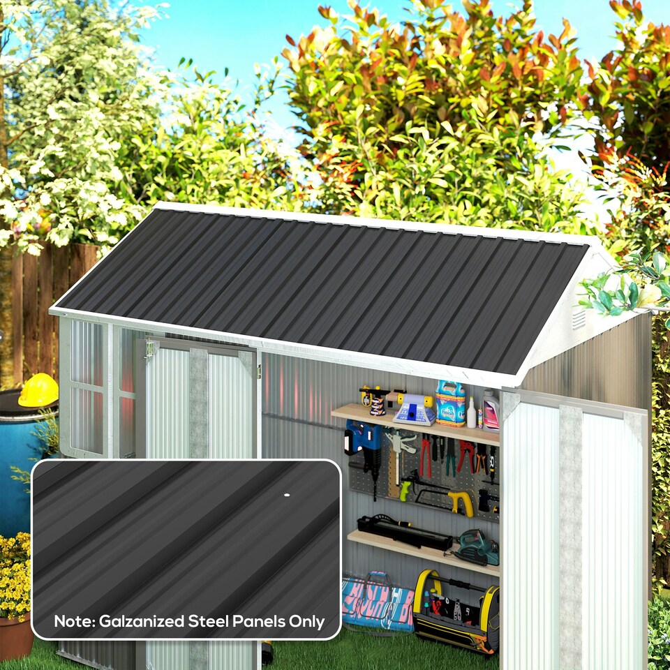 image 1 of Outsunny Pack of 12 Metal Roofing Sheets for Greenhouse, Black Black