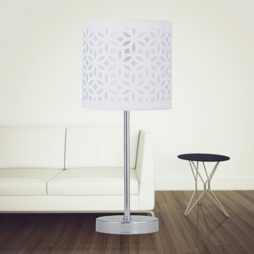 image 1 of First Choice Lighting Set of 2 White Laser Cut 15.5cm Table Lamp Shades White