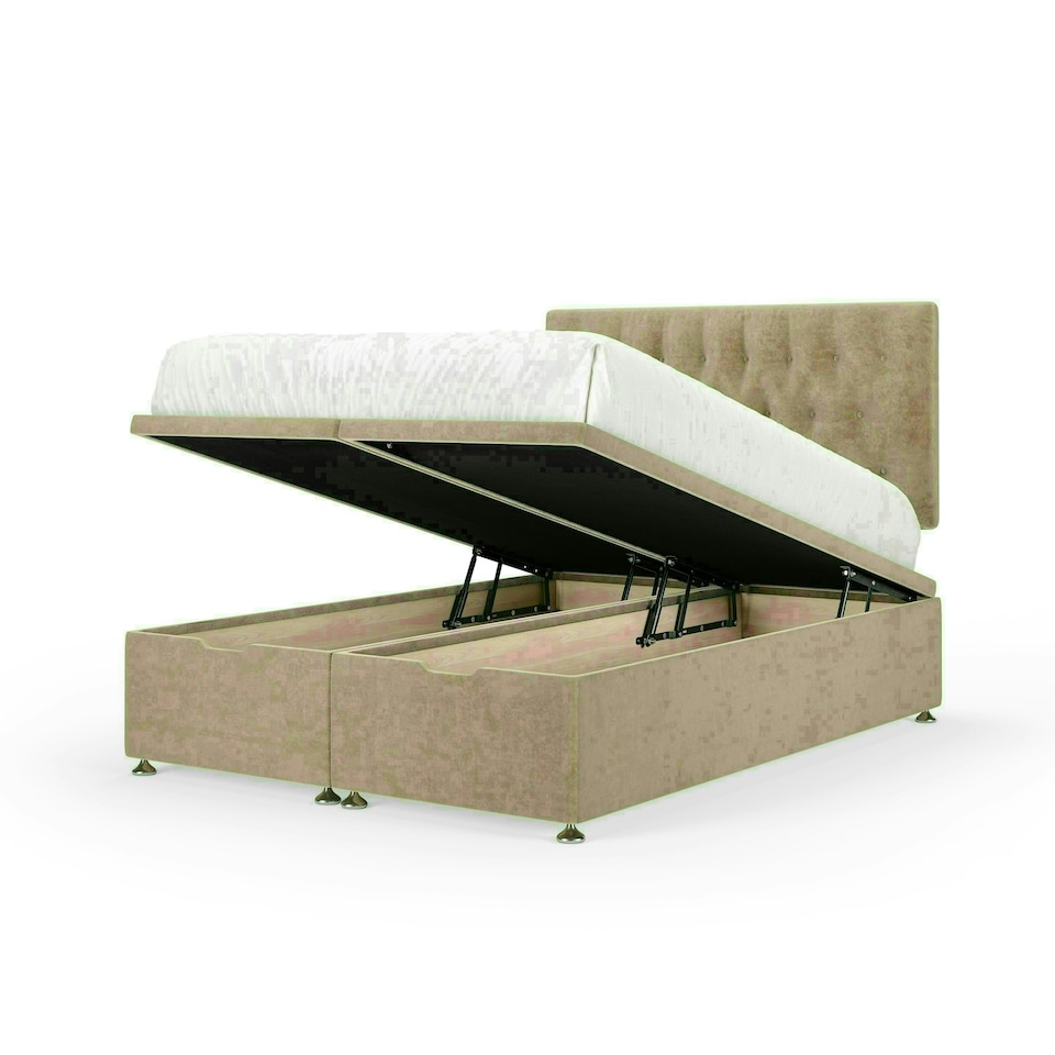 Mink Naples Velvet Ottoman Base and Lona Headboard King Size | Multi