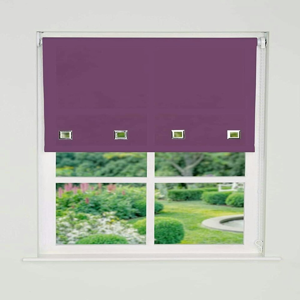 image 1 of 160cm Aubergine Square Eyelet Edge Roller Blind Purple | Purple