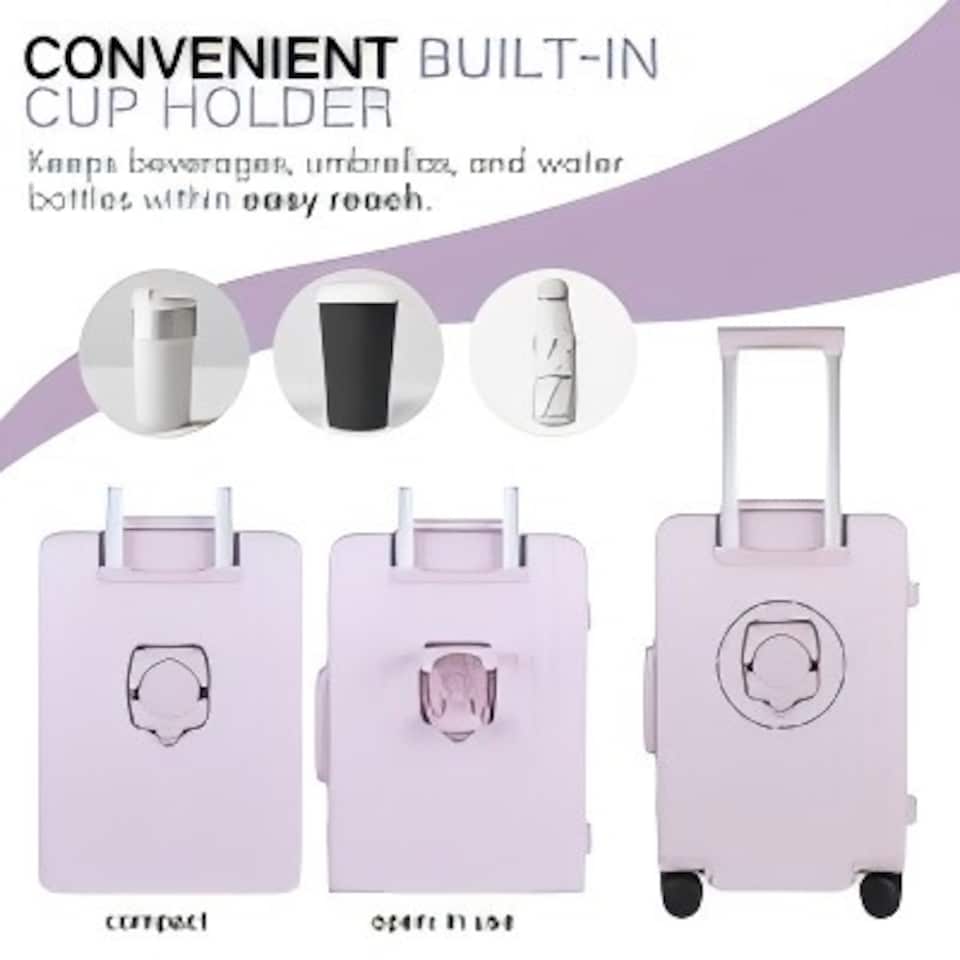 image 1 of Carry-On Suitcase 20”– Lightweight Zipperless Cabin Luggage with TSA Lock, USB Port, Cup Holder & Silent Spinner Wheels – Premium Polycarbonate Hard Shell