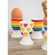 image 4 of KitchenCraft Egg Cup Set Multicolour Heart Striped 4 Piece