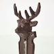 image 2 of Homescapes Brown Wall Mounted Cast Iron Stag Garden Thermometer