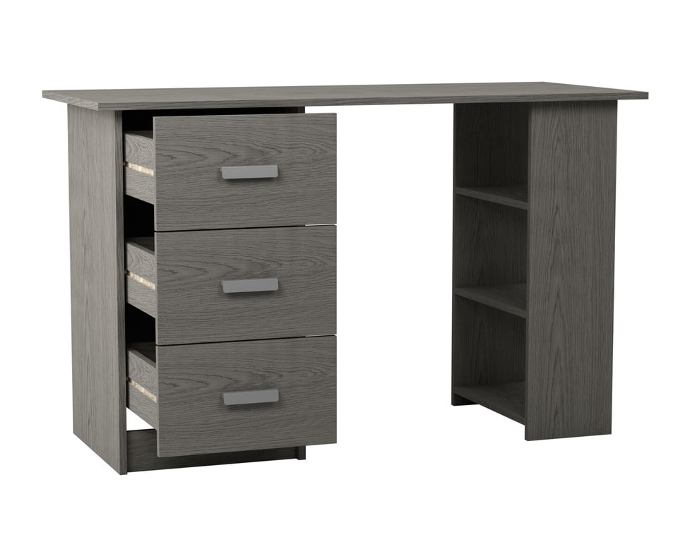 image 1 of Large Computer Desk Office Makeup Vanity Dressing Table Bedroom Drawers Shelves | Clear | Grey