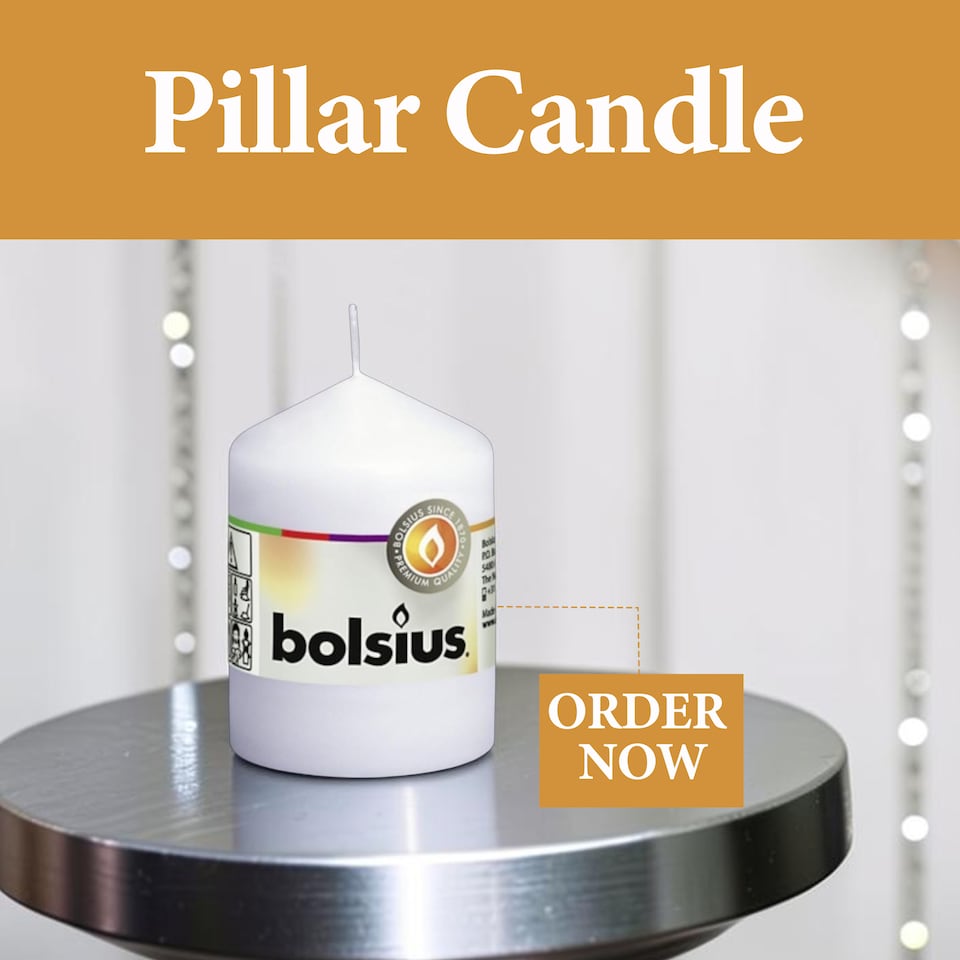 image 1 of Bolsius Pillar Candle Decorative Home Decor Round Candle Unscented White
