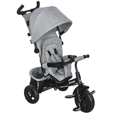 HOMCOM 6 in 1 Kids Trike, Stroller with Parent Handle, Grey