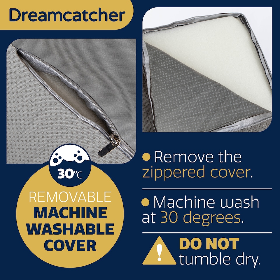 image 1 of Dreamcatcher 3 Step Dog Stairs for Bed 60x40x40cm, High Density Foam Ramp | Grey | Grey | 3 Step Dog Stairs | 1