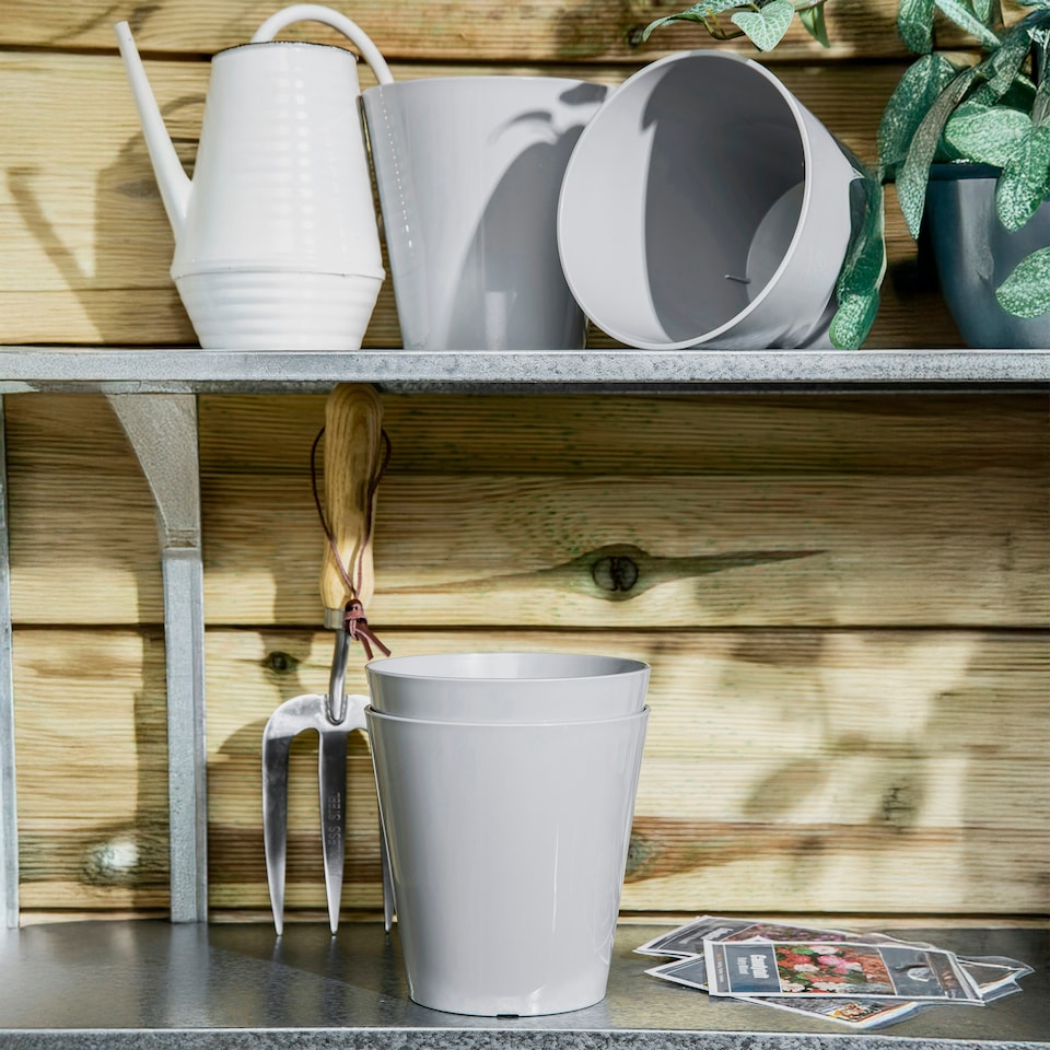 image 1 of Studio 4x 14cm Round Plastic Planter Grey