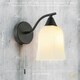 image 4 of Traditional Switched Downlight Wall Light in Matte Black with Opal Glass Shade