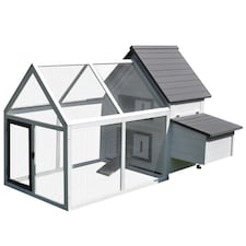 PawHut Wooden Chicken Coop Hen House Enclosure Garden with Ramp Run Nesting Box