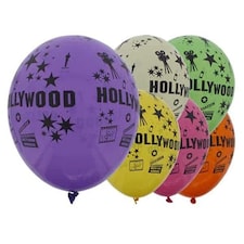 Assorted Colour Hollywood Theme Latex Balloons 30cm / 12 in - Pack of 6