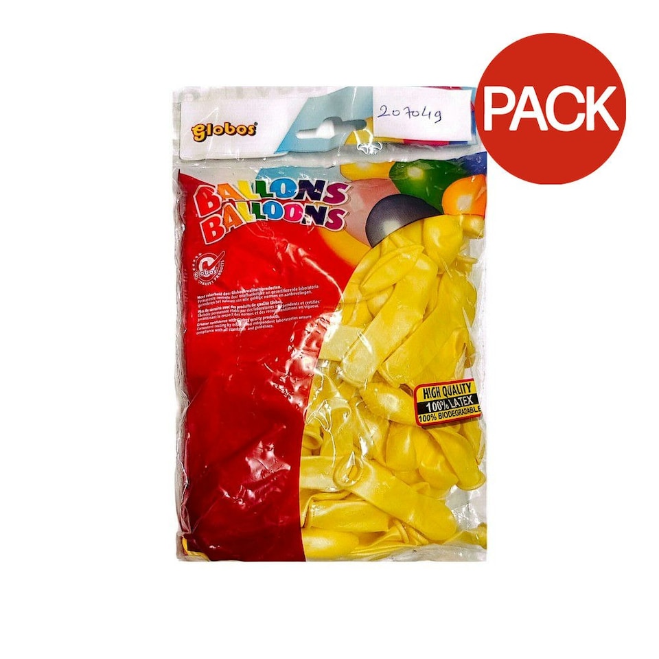Globos Latex Pastel Balloons (Pack of 100) - Lemon Yellow - One Size