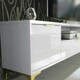 image 7 of TV Unit 200cm White High Gloss Doors with Gold Legs and Drawer White