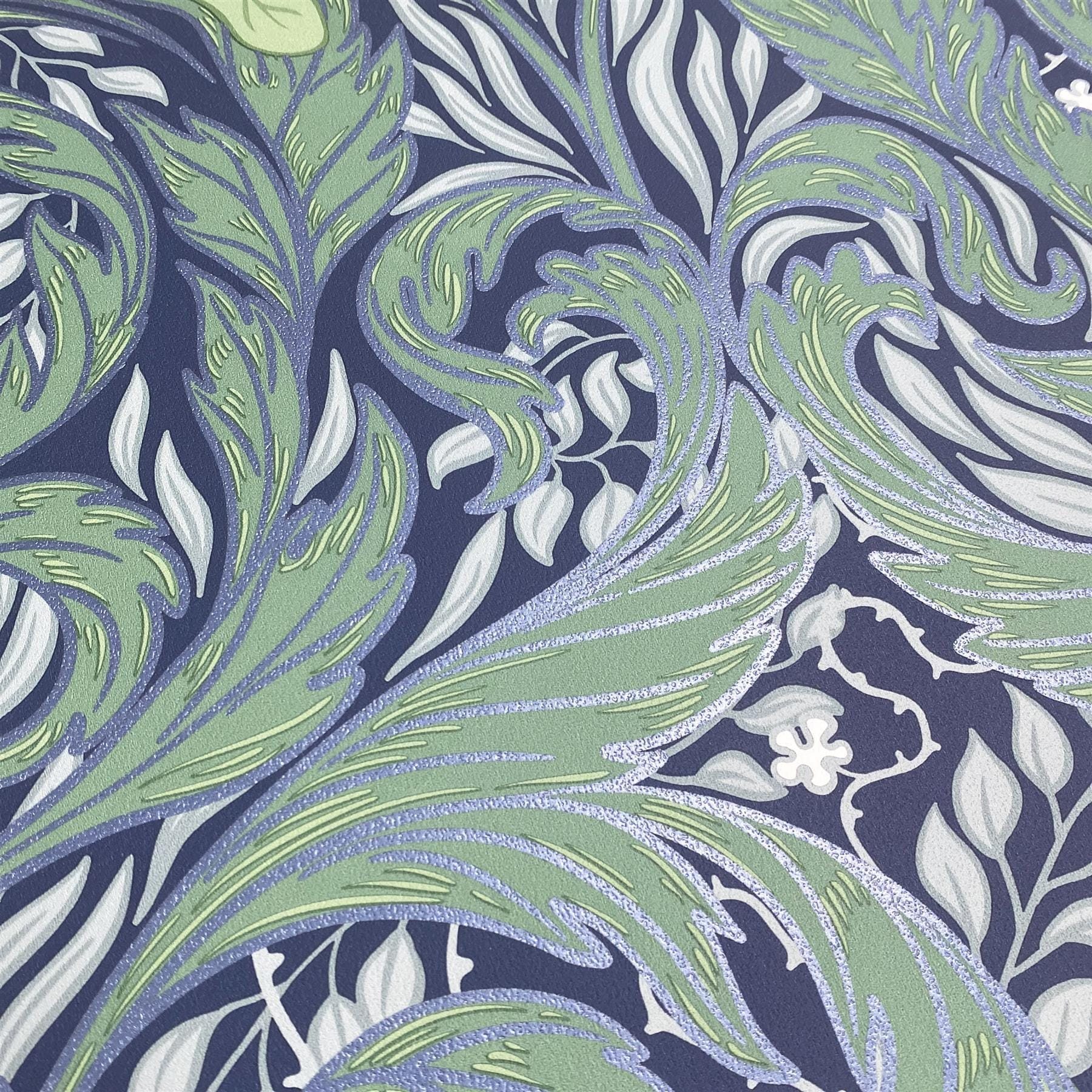 Muriva Vale Leaf Wallpaper Blue Blue 1
