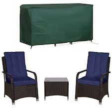 Outsunny Rattan 3PCs Chair Table Bistro Set Patio Set w/ Steel Frame