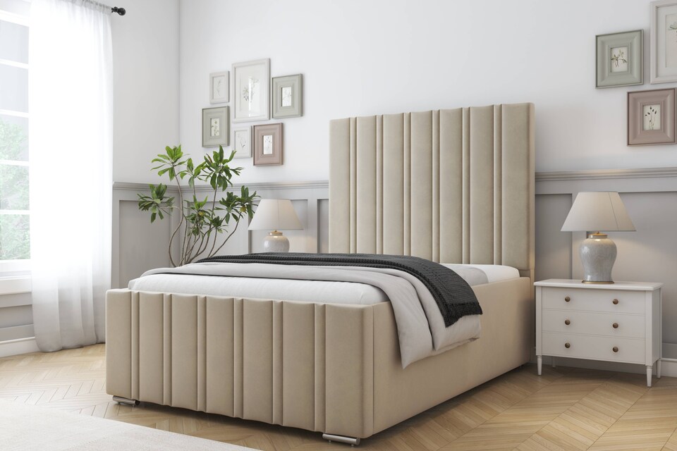 image 1 of Sloomy Radcliffe Almond Coniston Bed Frame With 50" Upholstered Headboard 5' King