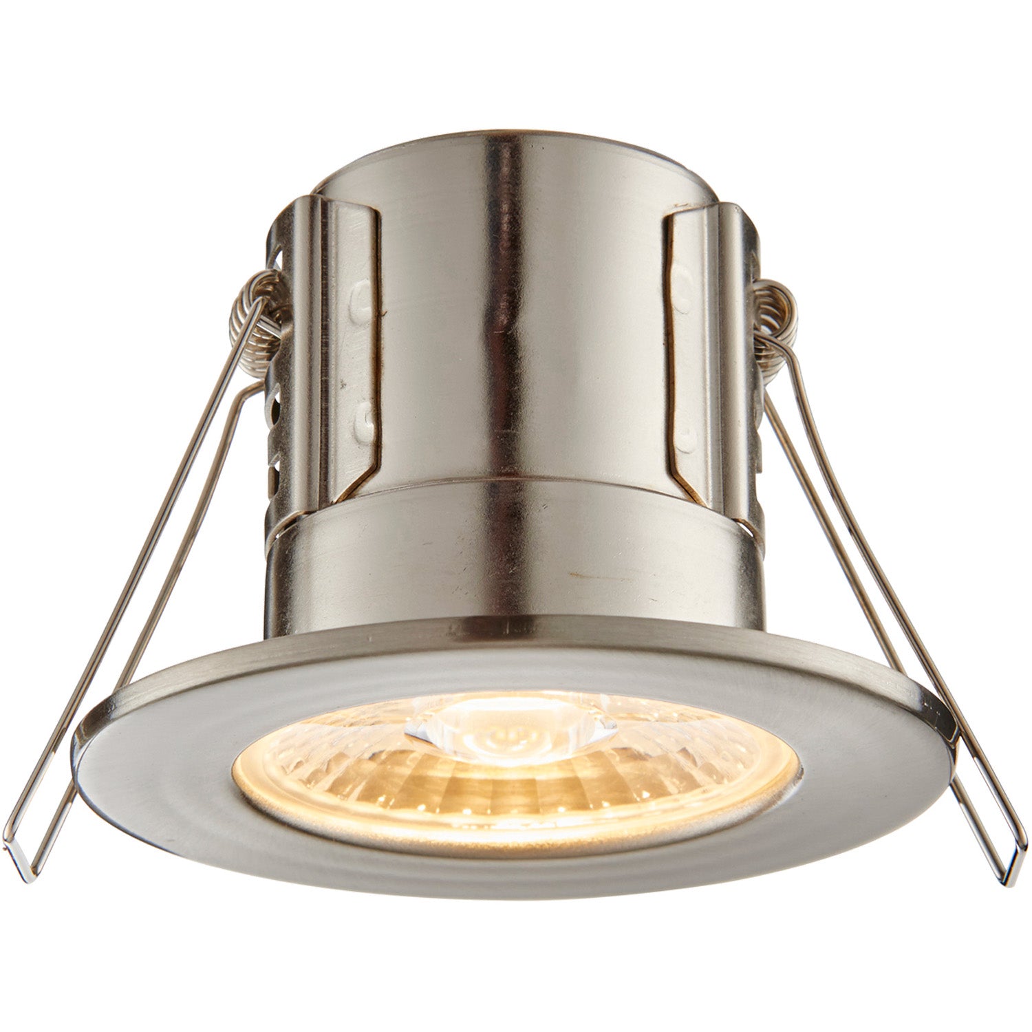 Loops Tool-less Recessed Bathroom IP65 Downlight - 4W Warm White LED - Satin Nickel in Metallics