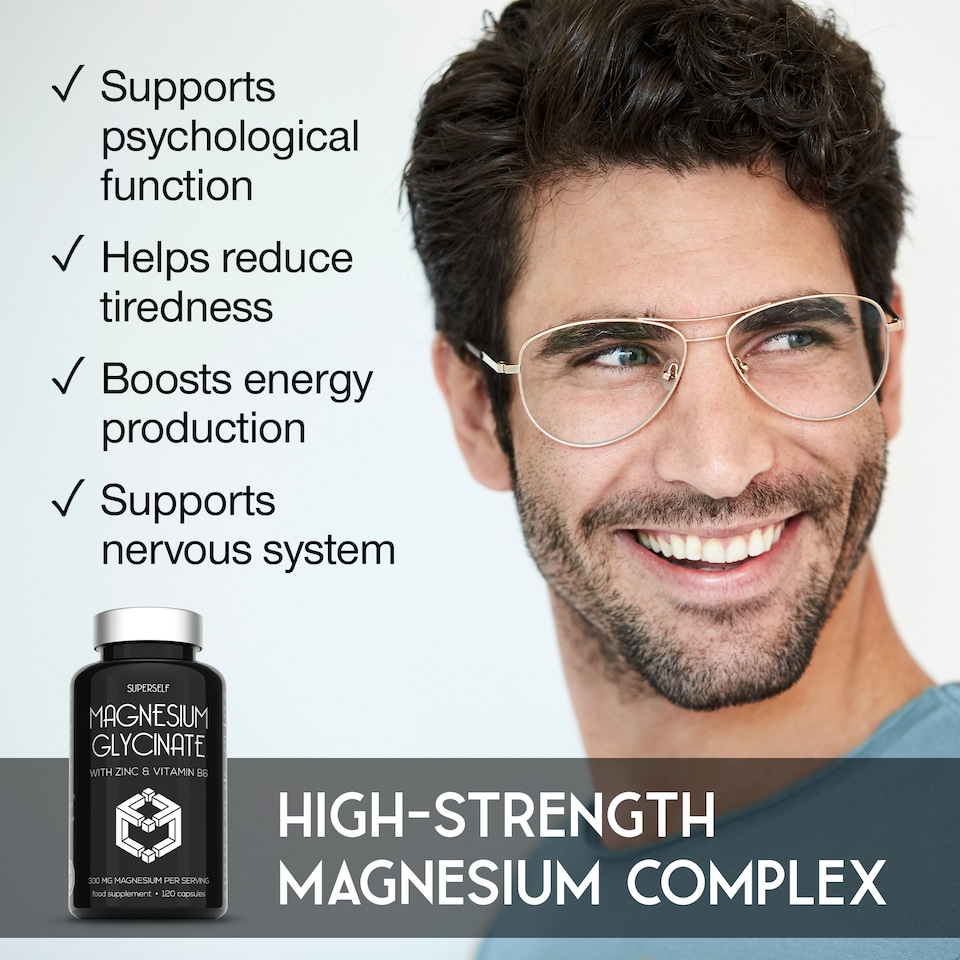 image 1 of SuperSelf Magnesium Glycinate 1500mg with Zinc & Vitamin B6 120 Capsules