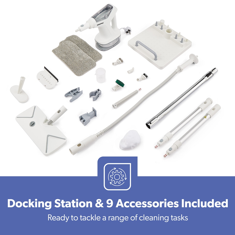 image 1 of GEEPAS Steam Mop And Handheld Steam Cleaner 1500W White