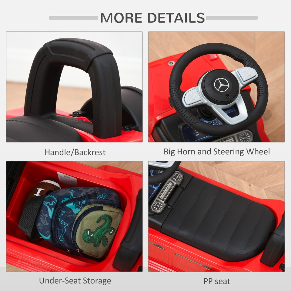 image 1 of HOMCOM Benz G350 Kids Ride on Sliding Car w/ Under Seat Storage No Power Red