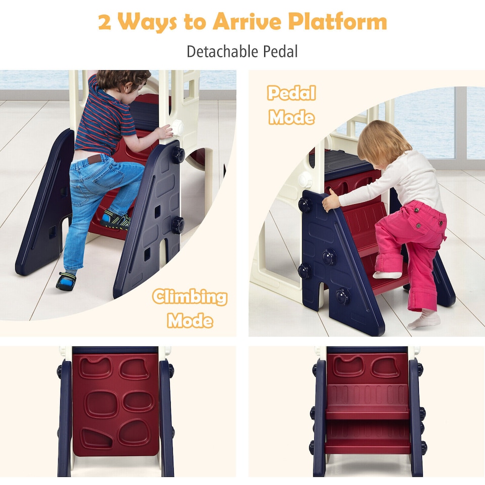 image 1 of COSTWAY 6-In-1 Kids Large Slipping Slide Toddlers Climber Slide Playset Playground