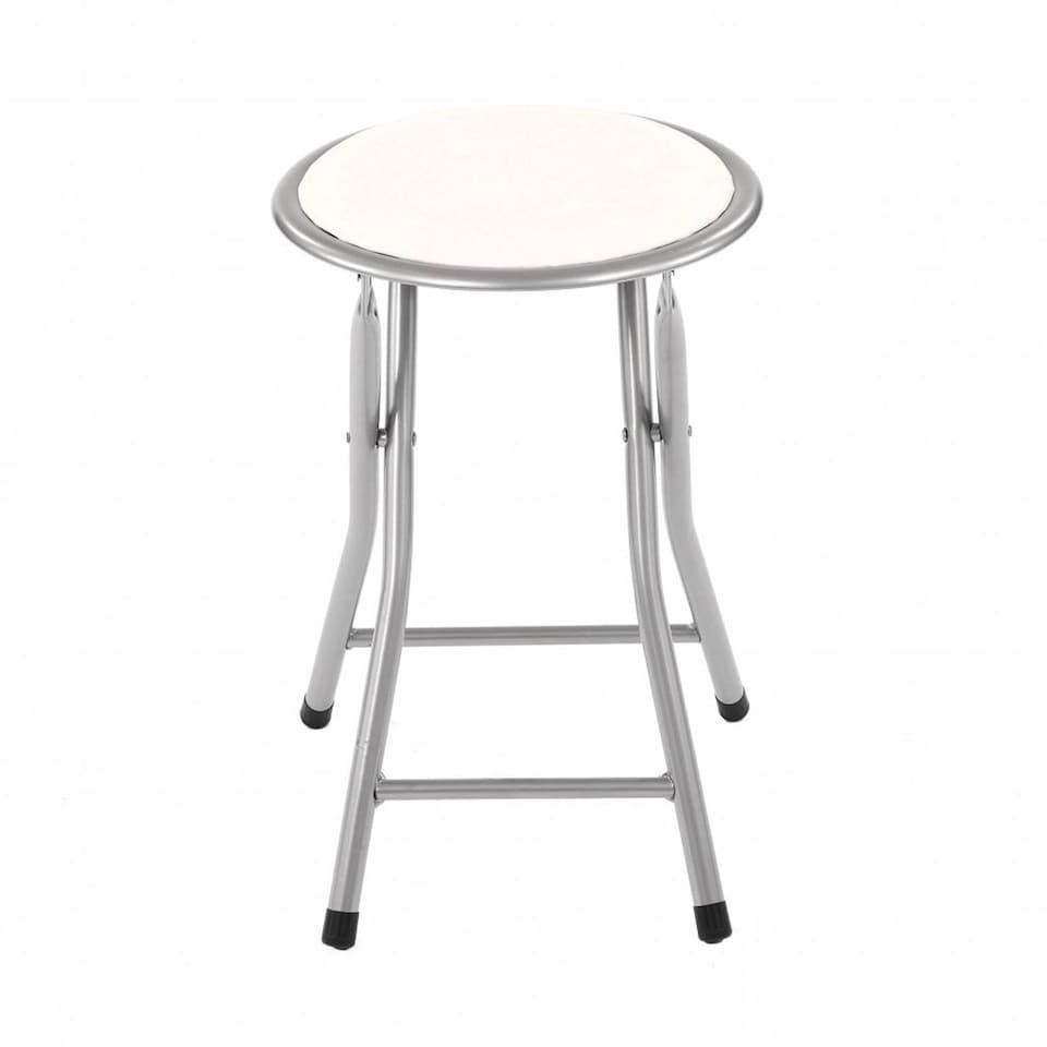 image 1 of White Padded Folding Breakfast Kitchen Bar Stool Seat | White