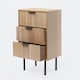 image 6 of OHS 3 Drawer Modern Ribbed Office Side Bedroom Nightstand Bedside Table Brown | Natural Wood