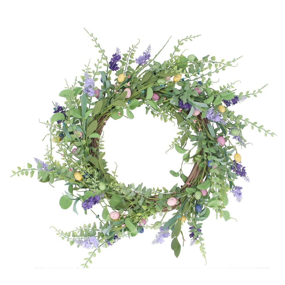 Gisela Graham Floral and Speckled Egg Decorative Easter Wreath