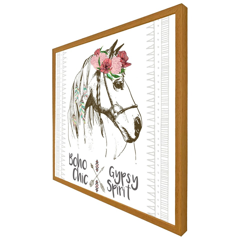image 1 of Horse with flower chic (Picutre Frame) Grey | M