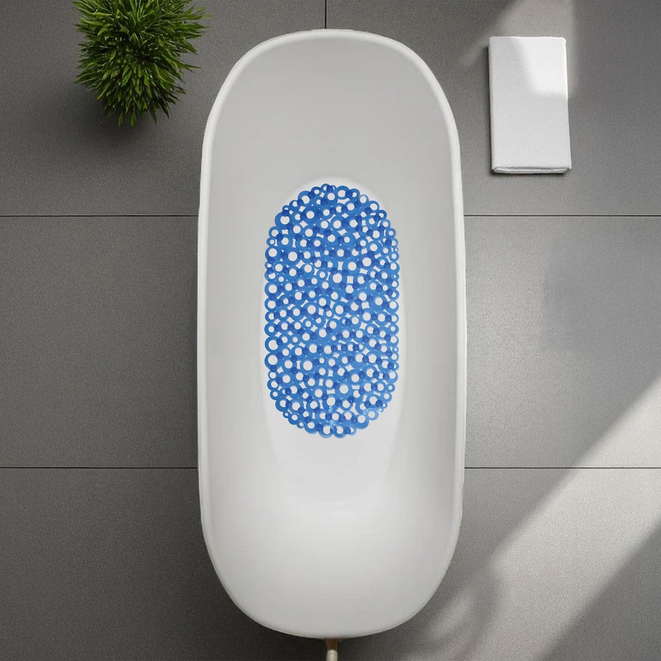 image 1 of Showerdrape Otto Blue Anti Slip PVC Bath Mat 69cm x 36cm | Blue | Blue | 1